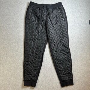 ATHLETA Women Black Solstice Quilted Puffy Jogger Pants Pockets Size 12 467123